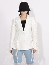 Blazers For Notched Collar Long Sleeve Slim Patchwork Hidden Breasted